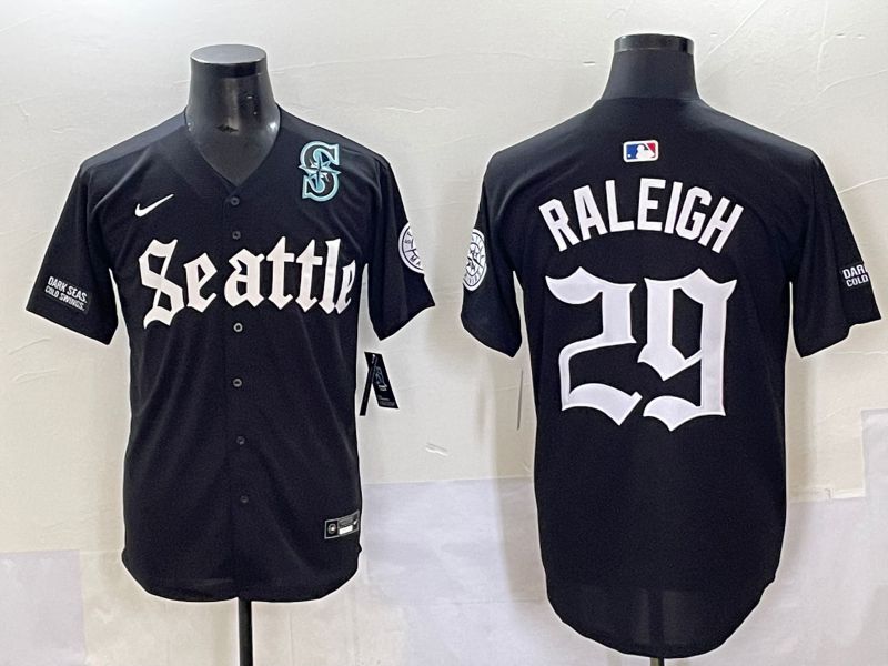 Men 2025 Seattle Mariners #29 Raleigh Black Five generations Joint Name Nike MLB Jersey style 62349